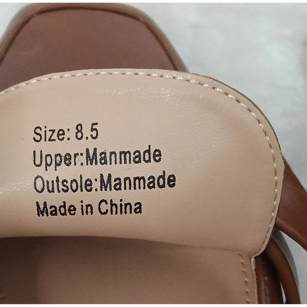 New York & Company Womens Brown Knotted Bow Square Toe Loafers Flats Size 8.5
